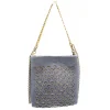 Laura B - Jaipur Disco Bag - Leather and Mesh Bag - Gray - Strap Bag - Luxury High Quality Bag - Avvenice