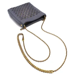 Laura B - Jaipur Disco Bag - Leather and Mesh Bag - Gray - Strap Bag - Luxury High Quality Bag - Avvenice