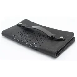 Laura B - Jaipur Paper Case Clutch - Leather and Mesh Bag - Black - Clutch Bag - Luxury High Quality Bag - Avvenice