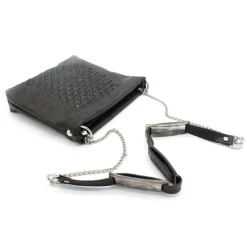 Laura B - Jaipur Strap Bag - Leather and Mesh Bag - Black - Strap Bag - Luxury High Quality Bag - Avvenice