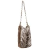 Laura B - Line Box Disco Bag - Leather and Mesh Bag - Bronze - Strap Bag - Luxury High Quality Bag - Avvenice