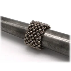 Laura B - Mercurio Basic Ring - Mesh Ring - Shiny Silver - Handmade Ring - Luxury High Quality - Avvenice