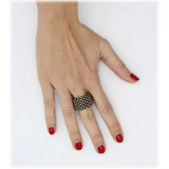 Laura B - Mercurio Basic Ring - Mesh Ring - Shiny Silver - Handmade Ring - Luxury High Quality - Avvenice