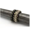 Laura B - Mia Ring - Mesh and Swarovski Ring - Doré - Black Swarovski - Handmade Ring - Luxury High Quality - Avvenice