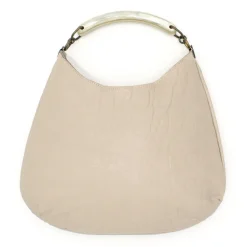 Laura B - Moon Horn Handbag - Leather and Mesh Bag - Sand - Strap Bag - Luxury High Quality Bag - Avvenice