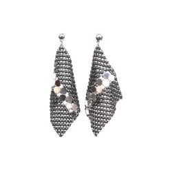 Laura B - New Basic Kite Earrings - Mesh and Swarovski Earrings - Doré - White Line - Handmade Earrings - Luxury High Quality - Avvenice