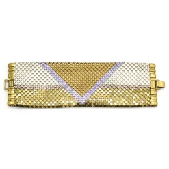 Laura B - Pyramid Cuff - Mesh and Swarovski Bracelet - Gold - Lilac Swarovski - Handmade Bracelet - Luxury High Quality - Avvenice