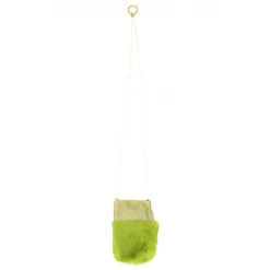 Laura B - Soft Mobile Bag - Lapin Bag with Net and Swarovski - Green - Luxury High Quality Leather Bag - Avvenice