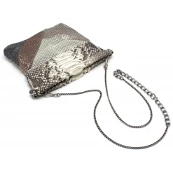 Laura B - Thea Clutch Bag - Natural Python Leather - Rose Silver White - Luxury High Quality Bag - Avvenice