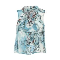 Leda Di Marti - Gange Sleeves Shirt - Ocean Print - Haute Couture Made in Italy - Luxury High Quality Dress - Avvenice