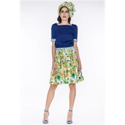 Leda Di Marti - Grampo Long Skirt - Cedar Print - Haute Couture Made in Italy - Luxury High Quality Dress - Avvenice