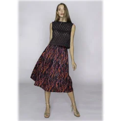Leda Di Marti - Midi - Wide Satin Skirt - Leda Collection - Haute Couture Made in Italy - Luxury High Quality Skirt - Avvenice