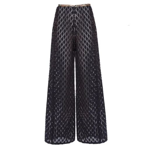 Leda Di Marti - Palace Trousers Jacquard - Leda Collection - Haute Couture Made in Italy - Luxury High Quality Trousers - Avvenice