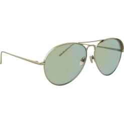 Linda Farrow - 594 C6 Aviator Sunglasses - White Gold - Linda Farrow Eyewear - Avvenice