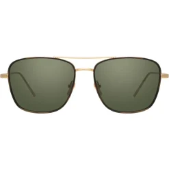 Linda Farrow - 559 C4 Aviator Sunglasses - Yellow Gold and Tortoiseshell - Linda Farrow Eyewear - Avvenice
