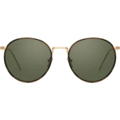 Linda Farrow - 704 C4 Oval Sunglasses - Yellow Gold and Tortoiseshell - Linda Farrow Eyewear - Avvenice