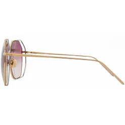 Linda Farrow - 350 C15 Oversized Sunglasses - White & Yellow Gold - Linda Farrow Eyewear - Avvenice