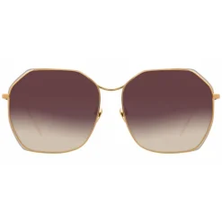 Linda Farrow - 350 C15 Oversized Sunglasses - White & Yellow Gold - Linda Farrow Eyewear - Avvenice