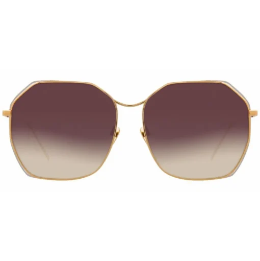 Linda Farrow - 350 C15 Oversized Sunglasses - White & Yellow Gold - Linda Farrow Eyewear - Avvenice