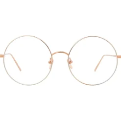 Linda Farrow - 647 C9 Round Optical Frames - Rose Gold with White Gold Rim - Linda Farrow Eyewear - Avvenice