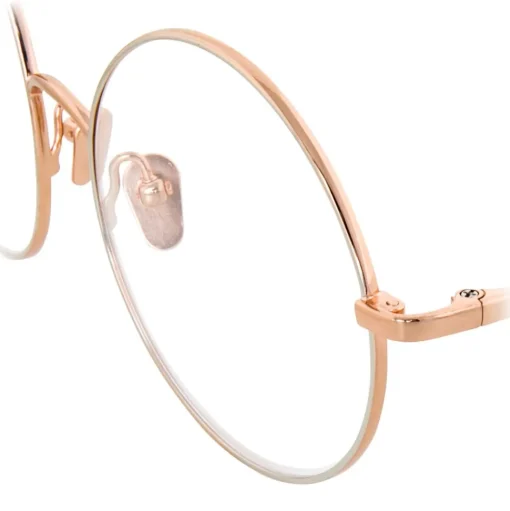 Linda Farrow - 647 C9 Round Optical Frames - Rose Gold with White Gold Rim - Linda Farrow Eyewear - Avvenice