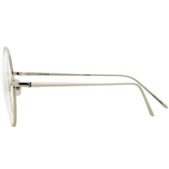 Linda Farrow - 647 C8 Round Optical Frames - White Gold with Yellow Gold Rim - Linda Farrow Eyewear - Avvenice