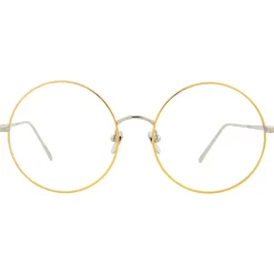 Linda Farrow - 647 C8 Round Optical Frames - White Gold with Yellow Gold Rim - Linda Farrow Eyewear - Avvenice