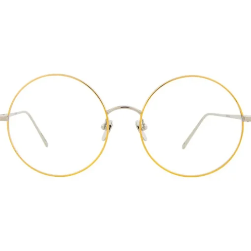 Linda Farrow - 647 C8 Round Optical Frames - White Gold with Yellow Gold Rim - Linda Farrow Eyewear - Avvenice