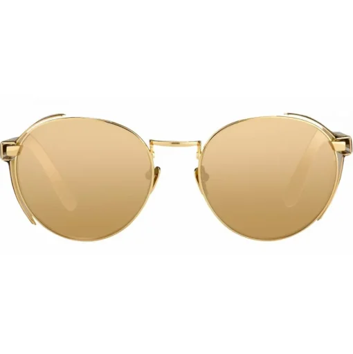Linda Farrow - 300 C8 Round Sunglasses - Yellow Gold - Linda Farrow Eyewear - Avvenice