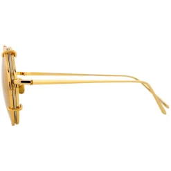 Linda Farrow - 647 C1 Round Sunglasses - Yellow Gold - Linda Farrow Eyewear - Avvenice