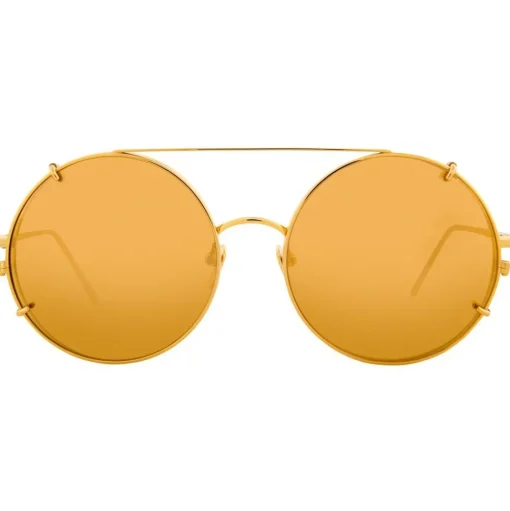 Linda Farrow - 647 C1 Round Sunglasses - Yellow Gold - Linda Farrow Eyewear - Avvenice