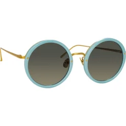 Linda Farrow - 239 C70 Round Sunglasses - Porcelaine Blu - Linda Farrow Eyewear - Avvenice