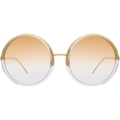 Linda Farrow - 457 C31 Round Sunglasses - Clear Gold - Linda Farrow Eyewear - Avvenice