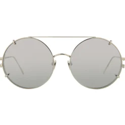 Linda Farrow - 647 C2 Round Sunglasses - White Gold - Linda Farrow Eyewear - Avvenice