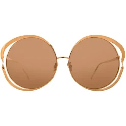 Linda Farrow - 660 C3 Round Sunglasses - Full Rose Gold - Linda Farrow Eyewear - Avvenice