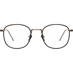 Linda Farrow - 719 C5 Square Optical Frames - Nickel and Black - Linda Farrow Eyewear - Avvenice