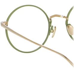 Linda Farrow - Adams Oval Optical Glasses in Light Gold Khaki - LFL925C6OPT - Linda Farrow Eyewear - Avvenice