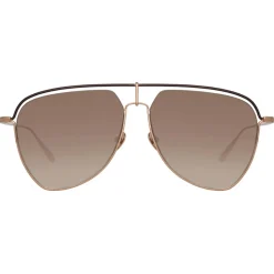 Linda Farrow - Alma Aviator Sunglasses in Rose Gold - LFL1205C2SUN - Linda Farrow Eyewear - Avvenice