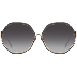 Linda Farrow - Aspen Hexagon Sunglasses in Nickel - LFL1355C1SUN - Linda Farrow Eyewear - Avvenice