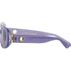 Linda Farrow - Cara Oval Sunglasses in Purple - LFL1252C8SUN - Linda Farrow Eyewear - Avvenice