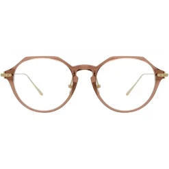 Linda Farrow - Linear Wren Angular Optical Glasses in Tobacco - LF05C5OPT - Linda Farrow Eyewear - Avvenice