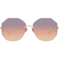 Linda Farrow - Lisette Oversized Sunglasses in Light Gold - LFL1314C3SUN - Linda Farrow Eyewear - Avvenice