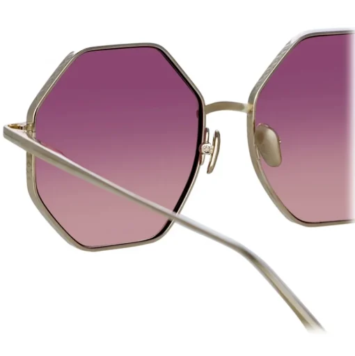 Linda Farrow - Llanas Hexagon Sunglasses in Light Gold Wine - LFL1253C7SUN - Linda Farrow Eyewear - Avvenice