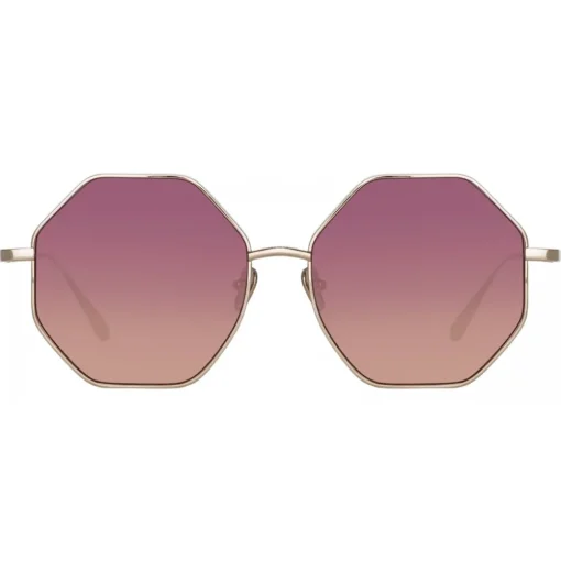 Linda Farrow - Llanas Hexagon Sunglasses in Light Gold Wine - LFL1253C7SUN - Linda Farrow Eyewear - Avvenice