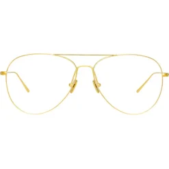 Linda Farrow - Lloyds A Aviator Optical Glasses in Yellow Gold - LF31AC5OPT - Linda Farrow Eyewear - Avvenice
