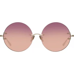 Linda Farrow - Lotus Round Sunglasses in Light Gold - LFL1315C3SUN - Linda Farrow Eyewear - Avvenice