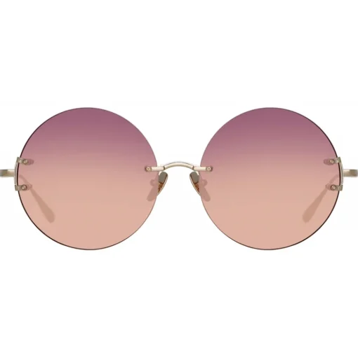 Linda Farrow - Lotus Round Sunglasses in Light Gold - LFL1315C3SUN - Linda Farrow Eyewear - Avvenice