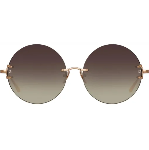 Linda Farrow - Lotus Round Sunglasses in Rose Gold - LFL1315C2SUN - Linda Farrow Eyewear - Avvenice