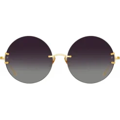 Linda Farrow - Lotus Round Sunglasses in Yellow Gold - LFL1315C1SUN - Linda Farrow Eyewear - Avvenice