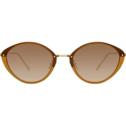 Linda Farrow - Lucy Cat Eye Sunglasses in Tobacco - LFL1086C3SUN - Linda Farrow Eyewear - Avvenice